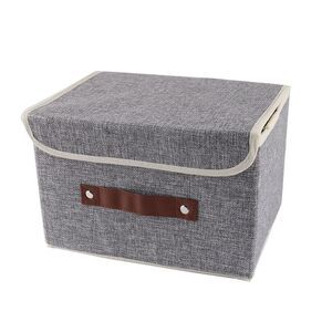 Cotton Linen Household Towel Socks Book Holder Storage Box Organizer Gray